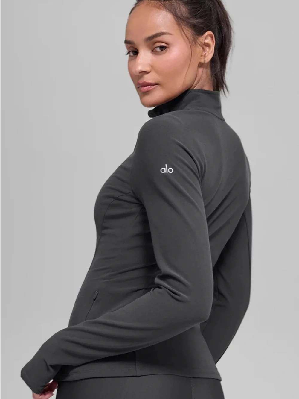 Alo Small Alosoft 1/2 Zip Rapid Pullover in Gray